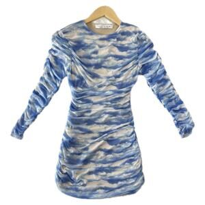 Just Drew Women's XS - S Fitted Cloud Mini Dress Long Sleeve Blue Bodycon